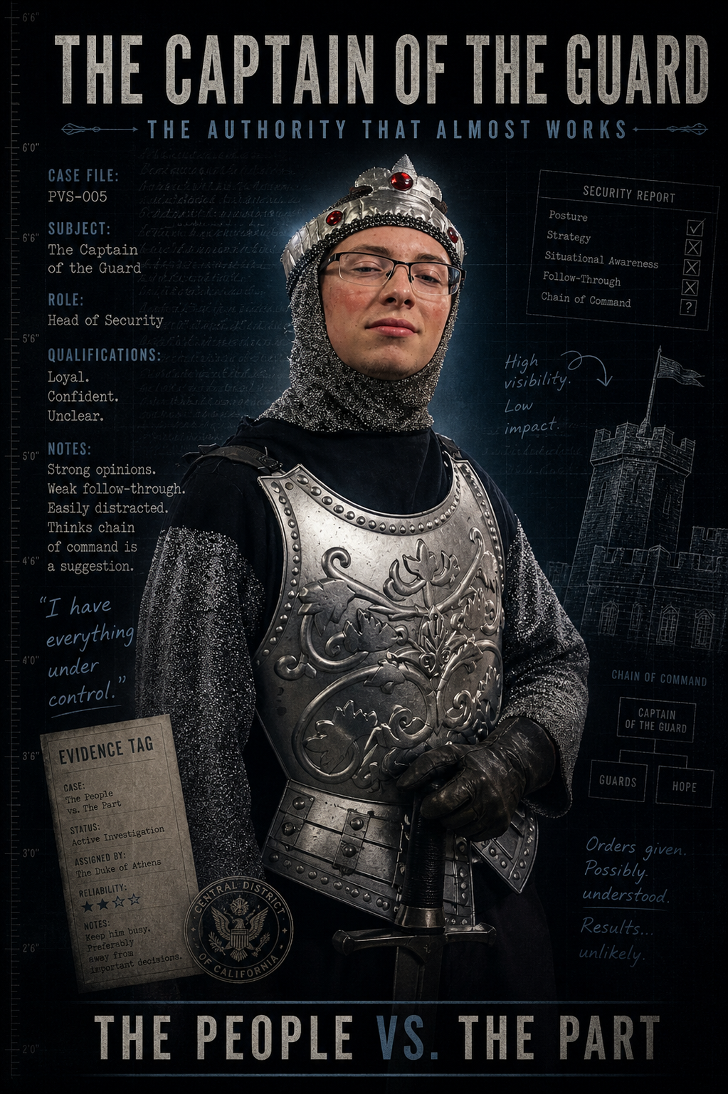 Character poster for The Captain, Head Of Security.