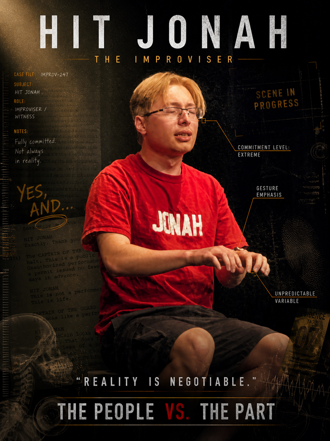 Character poster for Hit Jonah, The Improviser.