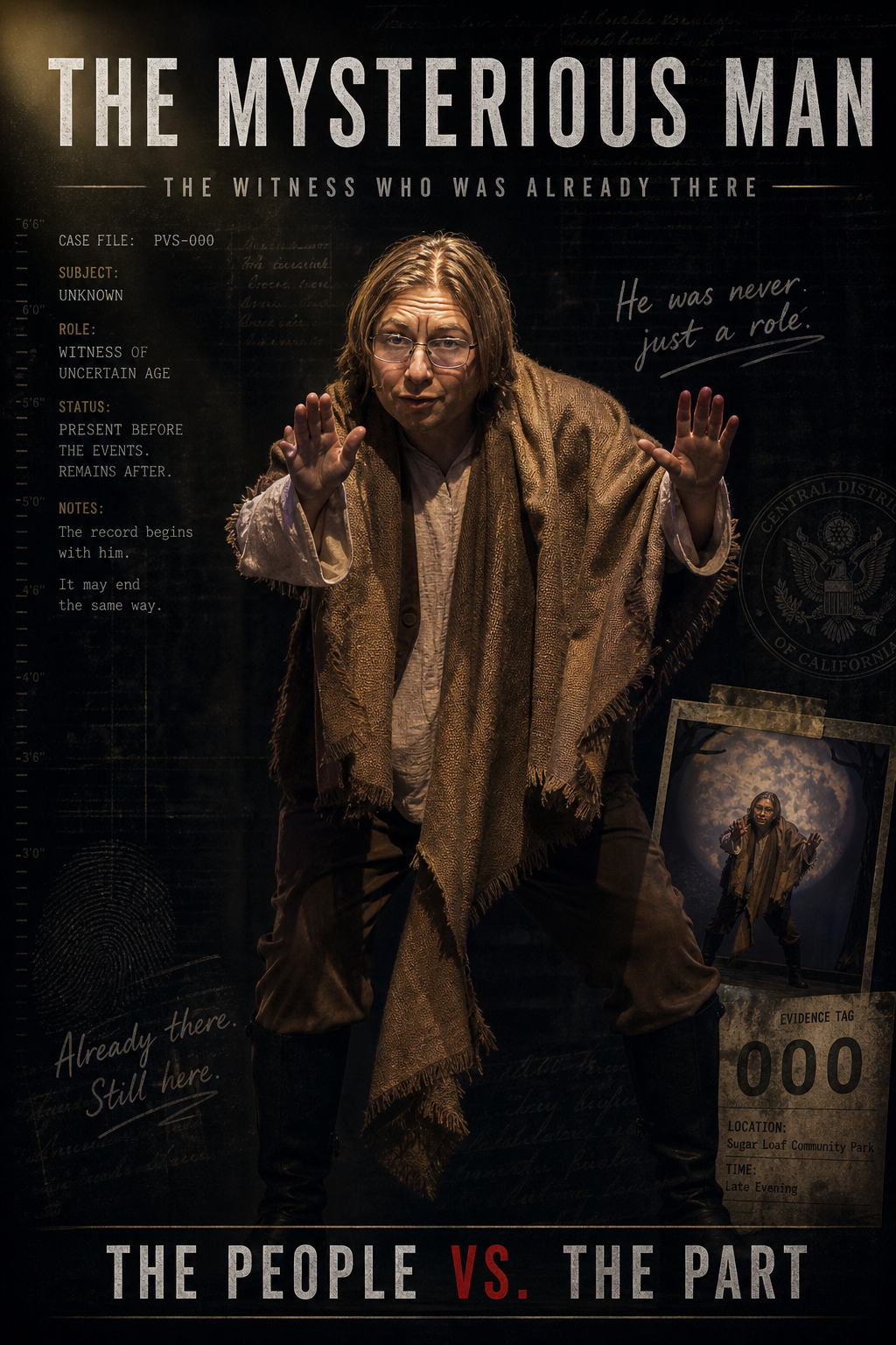 Character poster for The Mysterious Man, Witness Of Uncertain Age.