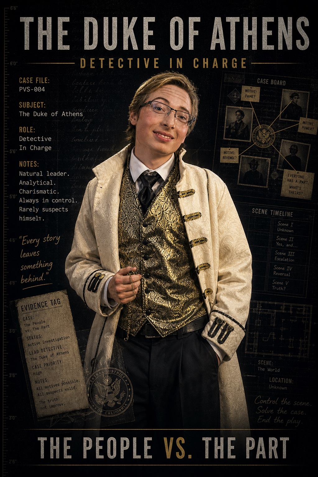 Character poster for The Duke Of Athens, Detective In Charge.